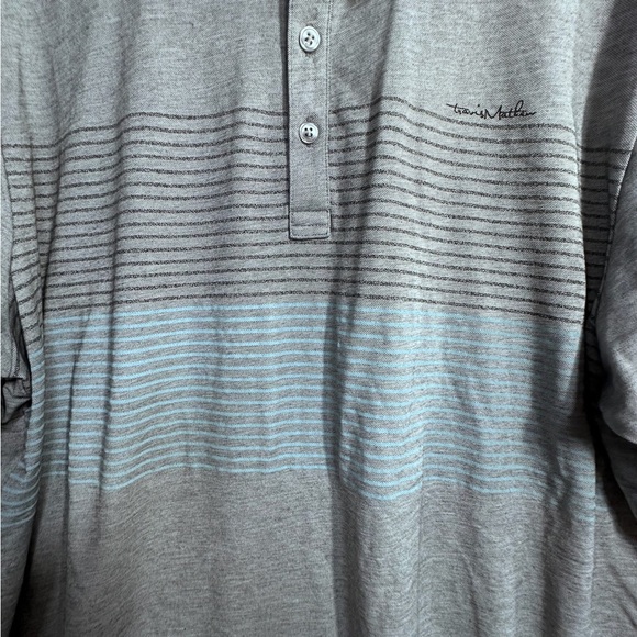 Travis Mathew Golf Heather Gray Polo with Stripes - Picture 4 of 8
